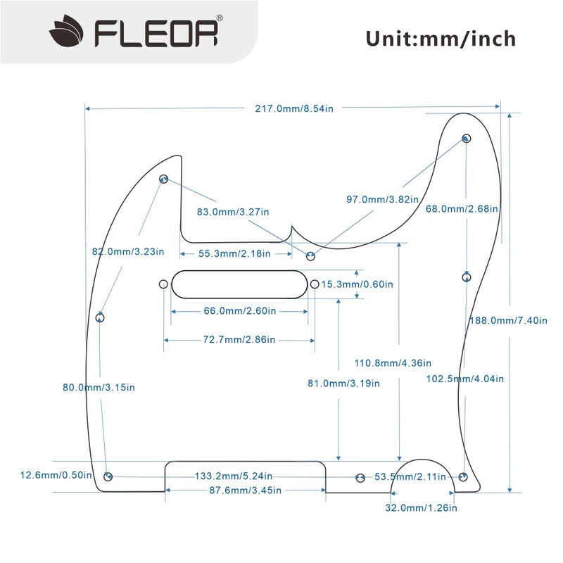 FLEOR 8 Hole TL Pickguard Scratch Plate with Pickguard Screws Set Fit USA/MX Standard TL Style Pickguard Replacement, 3Ply White - Image 2